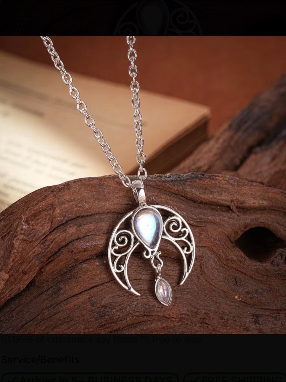 ⭐️ Crescent Pendant Necklace - Silver